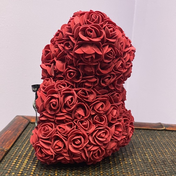 Flower Rose Wine Red, Burgundy Teddy Bear Cute Gift ! - Picture 4 of 6